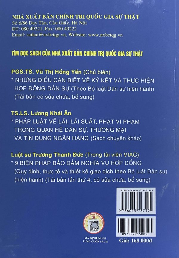 Hợp đồng cho vay trong lĩnh vực tín dụng ngân hàng: Lý luận và thực tiễn áp dụng (Sách chuyên khảo) (Xuất bản lần thứ hai, có sửa chữa, bổ sung)