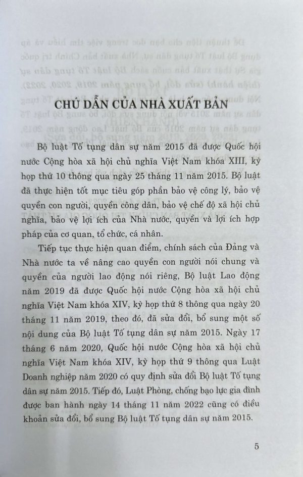 BỘ LUẬT TỐ TỤNG DÂN SỰ ( SỬA ĐỔI, BỔ SUNG NĂM 2019, 2020,2022)