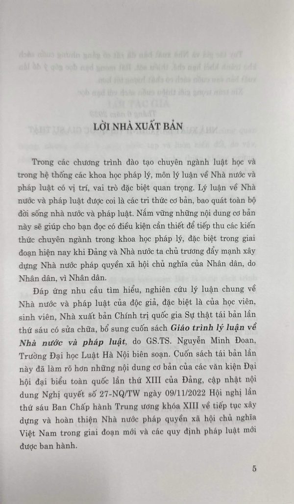 Giáo trình Lý luận chung về nhà nước và Pháp luật (Tái bản lần thứ sáu, có sửa chữa , bổ sung)