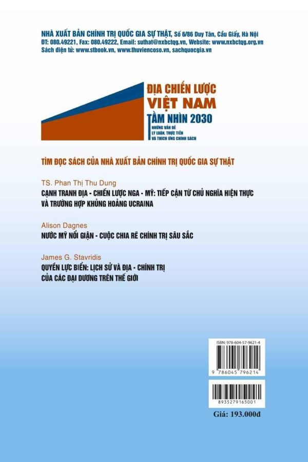 Địa chiến lược Việt Nam tầm nhìn 2030 - những vấn đề lý luận, thực tiễn và thích ứng chính sách (xuất bản lần thứ hai)