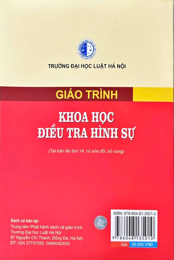 Giáo trình khoa học điều tra hình sự HN (Tái bản lần thứ 14, có sửa đổi, bổ sung)