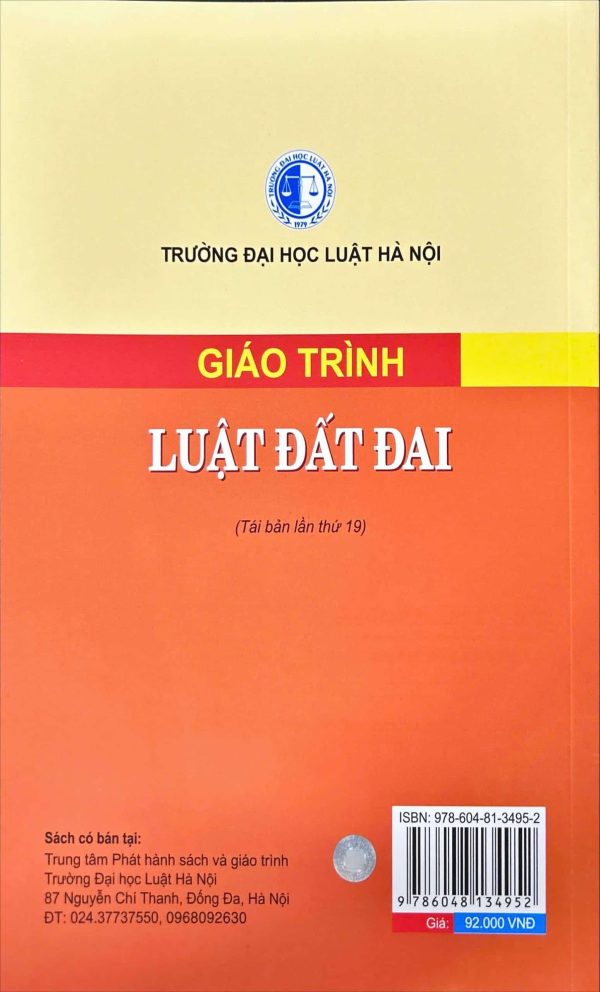 Giáo trình luật đất đai HN (Tái bản lần thứ 19)