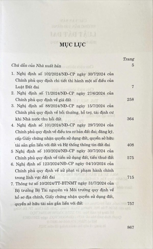 Các văn bản hướng dẫn thi hành luật đất đai (sửa đổi, bổ sung năm 2024)
