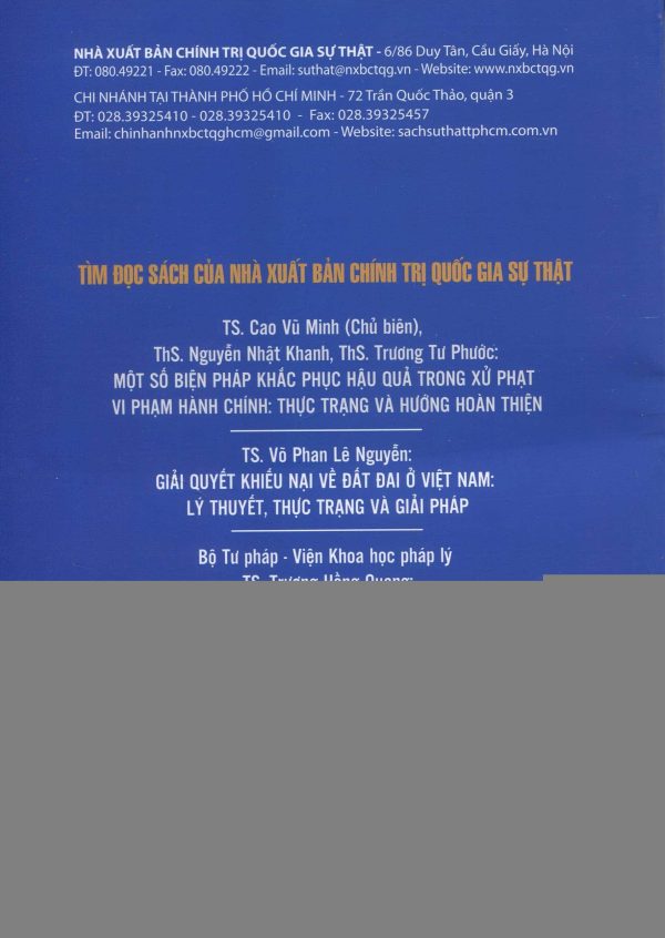 Tố cáo nặc danh, tố cáo mạo danh trong pháp luật hành chính Việt Nam (sách chuyên khảo)