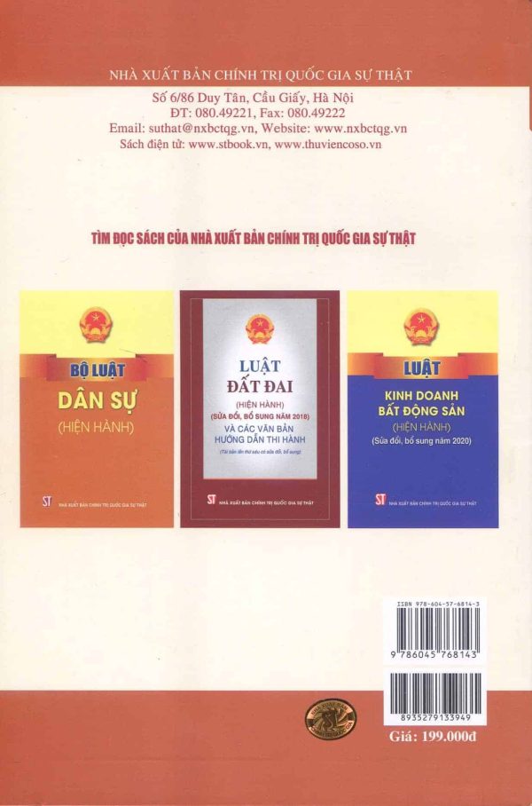 Những điều cần biết về bồi thường, hỗ trợ, tái định cư khi nhà nước thu hồi đất (Cập nhật luật đất đai (hiện hành) và các văn bản hướng dẫn thi hành mới nhất) (Tái bản lần thứ hai, có sửa chữa, bổ sung )(Sách tham khảo)
