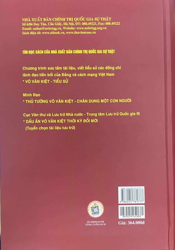 Võ Văn Kiệt – Một nhân cách lớn, nhà lãnh đạo tài năng suốt đời vì nước vì dân (Hồi ký)