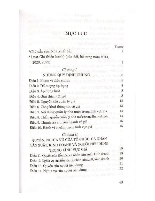 Luật Giá (hiện hành) (sửa đổi, bổ sung năm 2014, 2020, 2022)