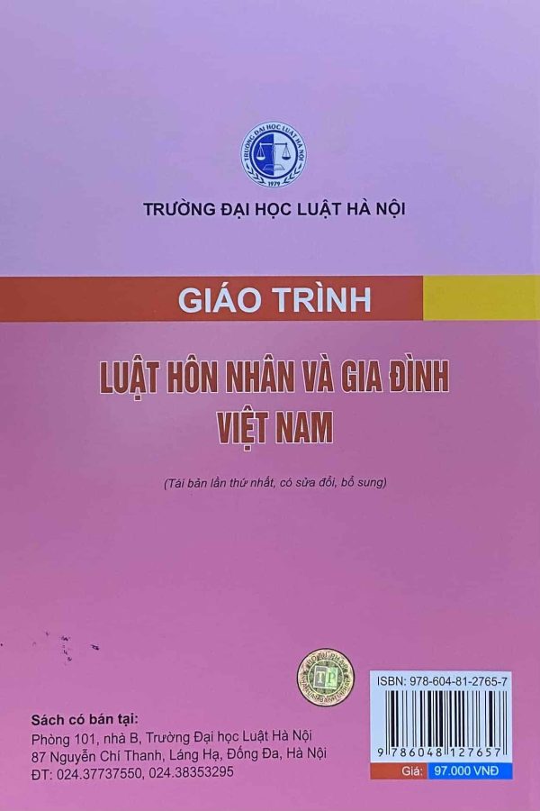 Giáo trình Luật hôn nhân và gia đình Việt Nam (Tái bản lần thứ nhất, có sửa đổi, bổ sung)