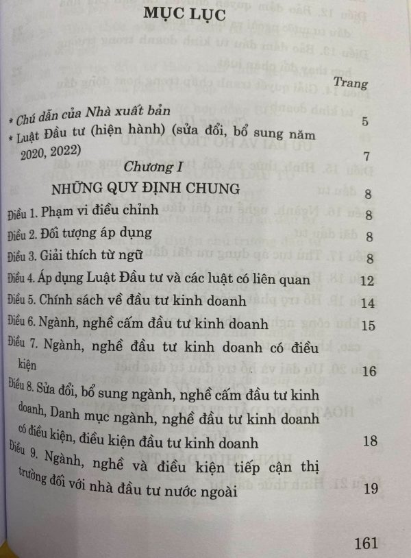 Luật Đầu tư (Hiện hành) (Sửa đổi, bổ sung năm 2020, 2022)